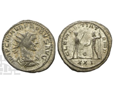 AD 276-282. Antioch mint; struck AD 276. 5th officina. IMP C M AVR PROBVS AVG, radiate, draped and cuirassed bust to right / 