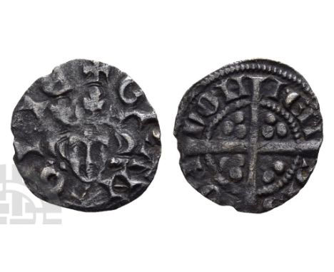 1272-1307. London (Tower) mint. New coinage, class 3de. ✠ Є R AN-GLIЄ, crowned facing bust / LON-DON-IЄN-SIS, long cross patt