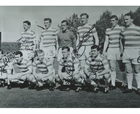 Celtic Lisbon Lions multi signed 16x12 inch black and white photo 5, legendary signatures includes Stevie Chalmers, Jim Craig