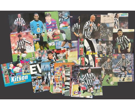 Footballers Collection of Newcastle United Approx 40 signed Magazine pages plus posters, signatures such as Liam O'Brien, Lee
