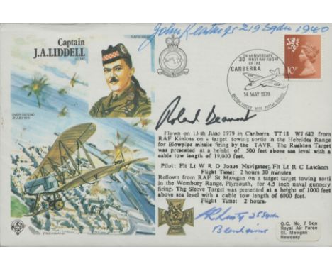WW2 Battle of Britain fighter aces treble signed Capt Liddell VC Historic aviators cover Signed by K R Lusty 25 sqn Blenheims