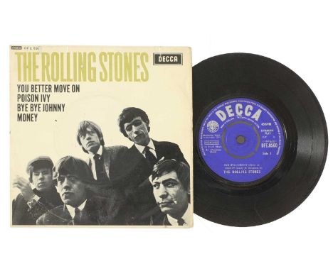 A signed Rolling Stones EP, a Decca mono pressing of 'Bye Bye Johnny', 'Money', 'You Better Move On' and 'Poison Ivy', signed