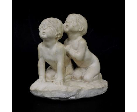 *Sophia Rosamund Praeger (Irish, 1867-1954)'The First Aeroplane', a plaster group, with incised signature and title, 16cm hig