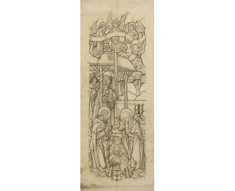 George Daniels (1854-1940)'Nativity', a full-size stained glass design for Horley Church, Reigatenumbered '26' and 'Horley 3 