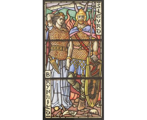 *Henry John Hunt (1904-1993)Design for window in North Aisle,titled and signed, watercolour,43 x 20.5cm; Brynil and Sigura st