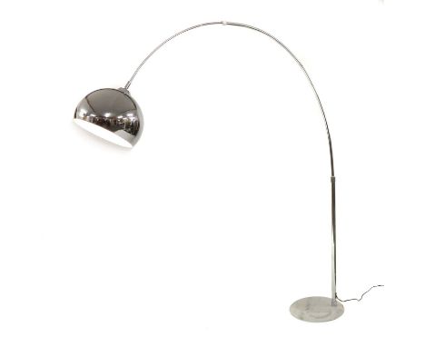 A contemporary 'Arc' light,with a chrome ball shade, and a marble plinth, 192cm highCondition report: Modern. Made.com.