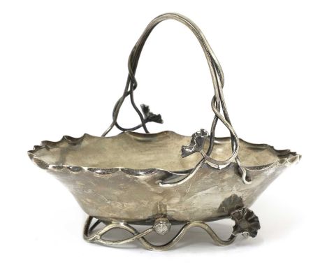 An Aesthetic Movement silver basket, by John Thomas Heath & John Hartshorne Middleton, London 1888,the wavy crimped edge over