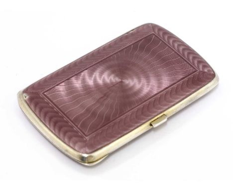 A Norwegian guilloché enamelled silver cigarette case, by Marius Hammer, Norway c.1910, with a purple guilloché enamel top, i