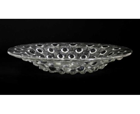 René Lalique (French 1860-1945),'Plumes de Paon' bowl, model no. 10-376, designed c.1932, clear glass, stencilled 'R. LALIQUE