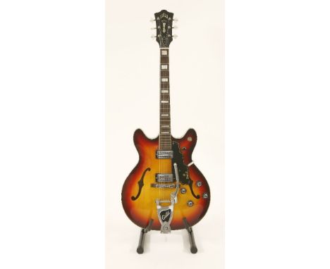 A 1965 Guild Starfire V semi-electric guitar,  §serial number 4***5, in cherry sunburst finish and the fingerboard with block