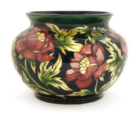 A Moorcroft Collectors' Club 'Peony' planter,2001, by Philip Gibson, signed twice, dated '27.5.01' and numbered '2/50',20.5cm