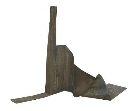 A metal garden sculpture,mid-20th century, of abstract angular form,220cm wide 148cm high
