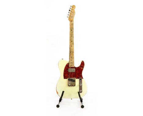 A Fender Telecaster-style electric guitar,the relic finish in off-white by Dominic Henderson echoing Keith Richards guitar of