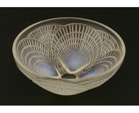 A Lalique 'Coquilles' opalescent glass bowl, wheel cut 'R Lalique France' and numbered '3204', 13cm diameter