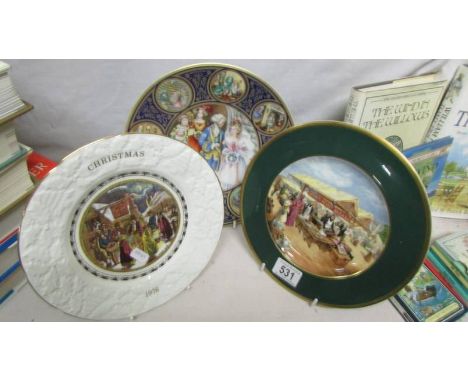 A Royal Worcester 'The Penny Bazaar' plate, A Coalport 1976 Christmas plate and a Limoges plate. ****Condition report**** All