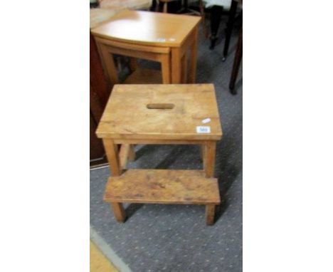 A pine step stool. (Collect only)