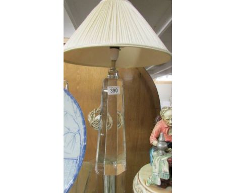 A crystal table lamp with shade (some chips).