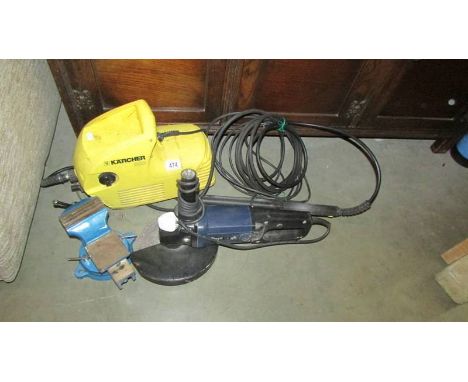 An 8" angle grinder, a Karcher pressure washer and a vice.  (Collect only)