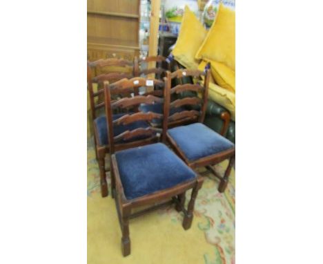 A set of six oak ladder back chairs. (Collect only)
