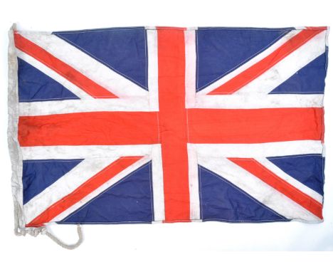 An original WWII Second World War British Royal Marines Navy / Naval Union Jack flag. The seam stamped ' Royal Marines ' and 