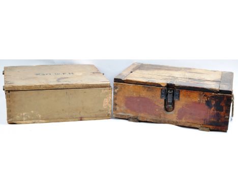 WWII Second World War - x2 original WW2 Third Reich Nazi German army ammo / ammunition crates / boxes. Both with official mar
