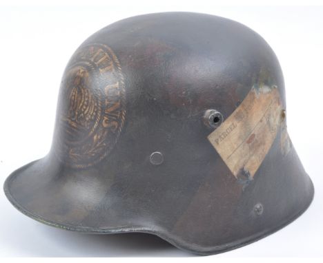 An original WWI First World War Imperial German Army M16 steel combat stahlhelm uniform helmet. Original shell, the side stam