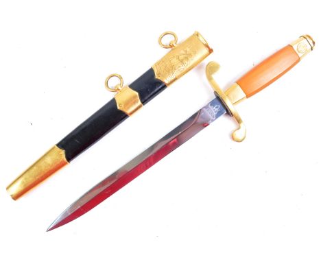 An original 1955 Cold War era USSR Soviet Russian Navy Officers dress dagger. The dagger having a star to the pommel above th