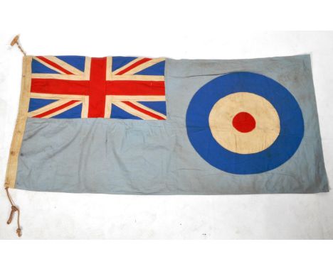 A large original WWII Second World War period RAF Royal Air Force ensign flag - likely from an RAF base or building. Air Mini
