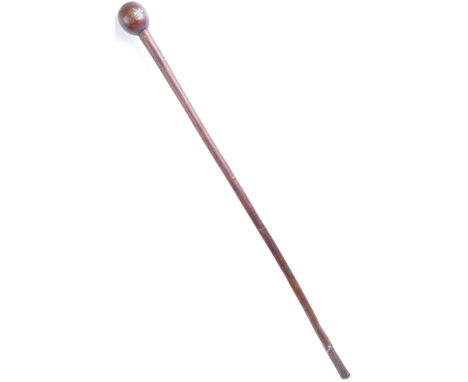 A 19th Century antique African Zulu War era Knobkerrie / Knobkerry weapon club. The stick having a hardwood tapered shaft and