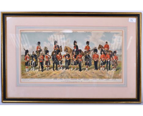 After Richard Simkin (1850–1926) - a 19th Century Victorian Chromolithography print depicting uniformed Scottish soldiers of 