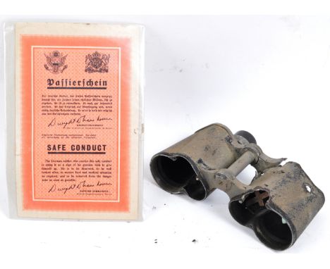 WWII Second World War - two items of original WW2 German Third Reich Nazi Army related items, comprising of a battle damaged 