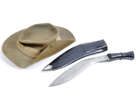 Two original British Army issue military items of Gurkha / Burmese interest to include a Kukri /&nbsp;Gurkha knife and a 1943