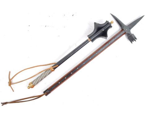 Two 20th Century medieval re-enactment replica prop weapons / war hammers. Weapons to include a Swiss Lucerne hammer with a f