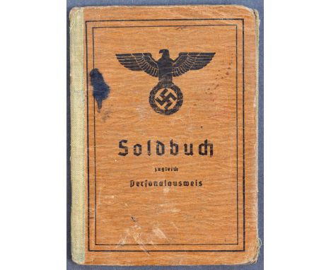 An original WWII Second World War Third Reich Nazi German Army Soldier's ' Soldbuch ' (Pay Book). Appears to be a British cap