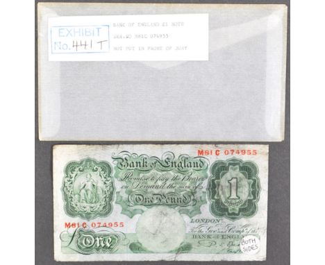 The Great Train Robbery - an original £1 One Pound bank note from the robbery, used in the trial to convict the Great Train R