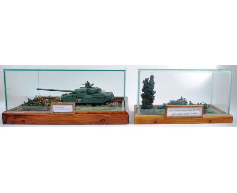 Two WWII Second World War interest model battlefield dioramas comprising a scene depicting the SAS on exercise in Germany wit