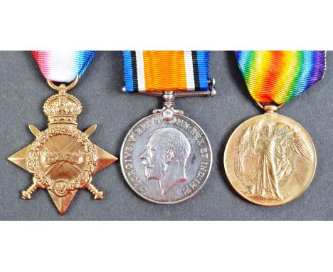 A WWI First World War medal group trio awarded to 10-15582 Sergeant Robert George Megarry of the Royal Irish Rifles, killed i