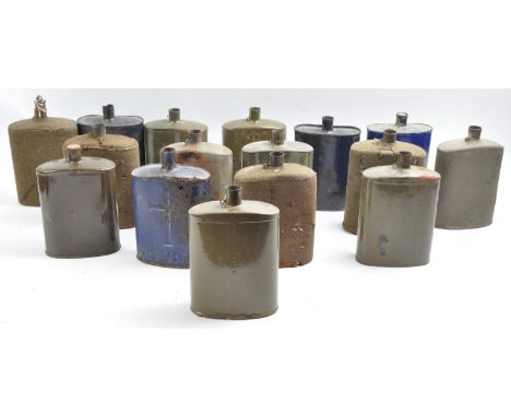 A large collection of x16 original WWI First World War British Army water bottles / canteens. All in various states of condit