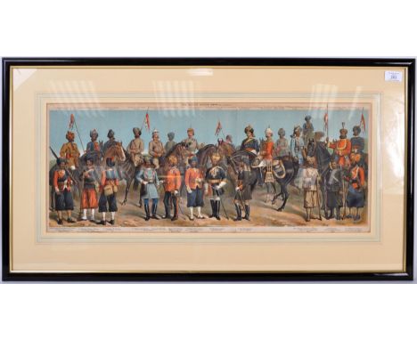 After Richard Simkin (1850–1926) - a 19th Century Victorian Chromolithograph framed print&nbsp;depicting uniformed Native Ind