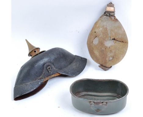 A collection of x3 original WWI First World War Imperial German Army assorted uniform items, comprising; an original Pickelha