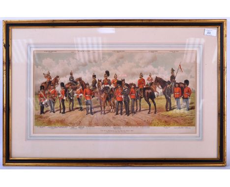 After Richard Simkin (1850–1926) - a 19th Century Victorian Chromolithograph framed print depicting uniformed Irish soldiers 