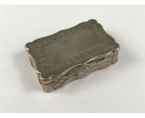 A Victorian silver pocket snuff box, of fancy rectangular form, bearing diaper and border engraving, Aston & Son, Birmingham,