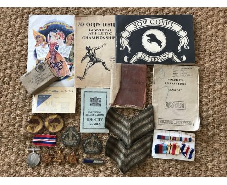 A Second World War campaign medal group to 2362725 CQMS R Bevan, Royal Signals, together with Pay Book and Release book, clot