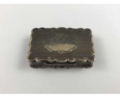A Victorian silver pocket snuff box, each face having engine-turned decoration, the cover engraved with a vacant cartouche, G