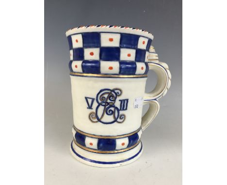 A Charlotte Rhead for Crown Ducal 1937 Edward VIII coronation commemorative tankard, 19 cm