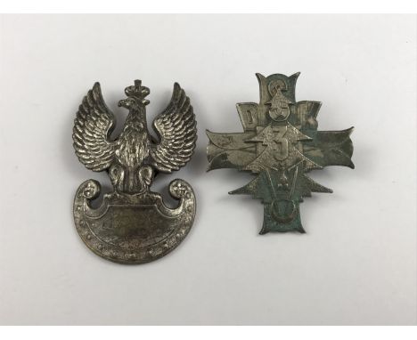 A Second World War Polish 3rd Carpathian Mountain Division breast badge, together with a Polish Army cap badge