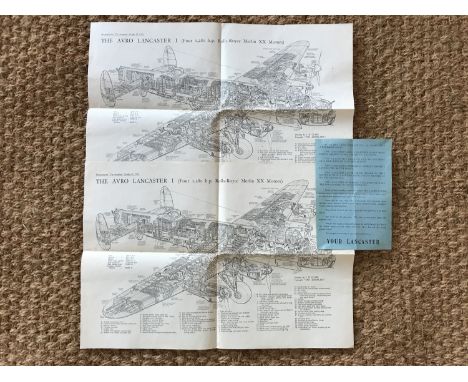 A small single sheet leaflet as given to crews of RAF Lancaster bombers, together with two diagrams of the aircraft reprinted