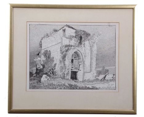 John Sell Cotman (1782-1842), 'Bromholm Priory', etching, plate XVI, dated 1872, 23.5x30cm, framed and glazed.