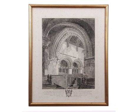John Sell Cotman (1782-1842), 'Interior of Walsoken Church Norfolk', etching, dated 1817, 37x27cm (plate), 43.5x33cm (sheet),