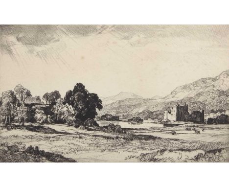 Leonard Squirrel (1893-1979), Uquhart Castle, etching (minor spotting to plate) signed in pencil to plate margin, framed, 35x